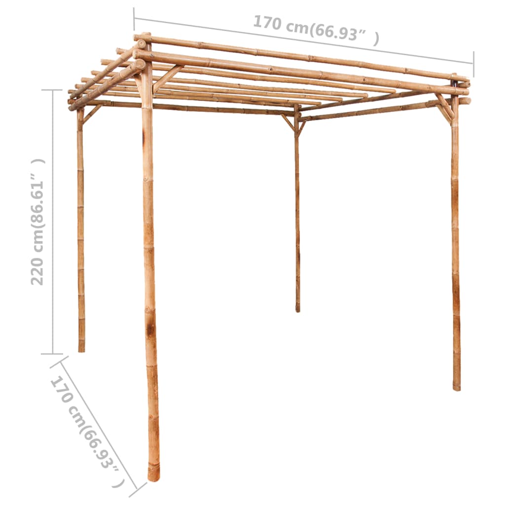 Pérgola de bambu 170x170x220 cm