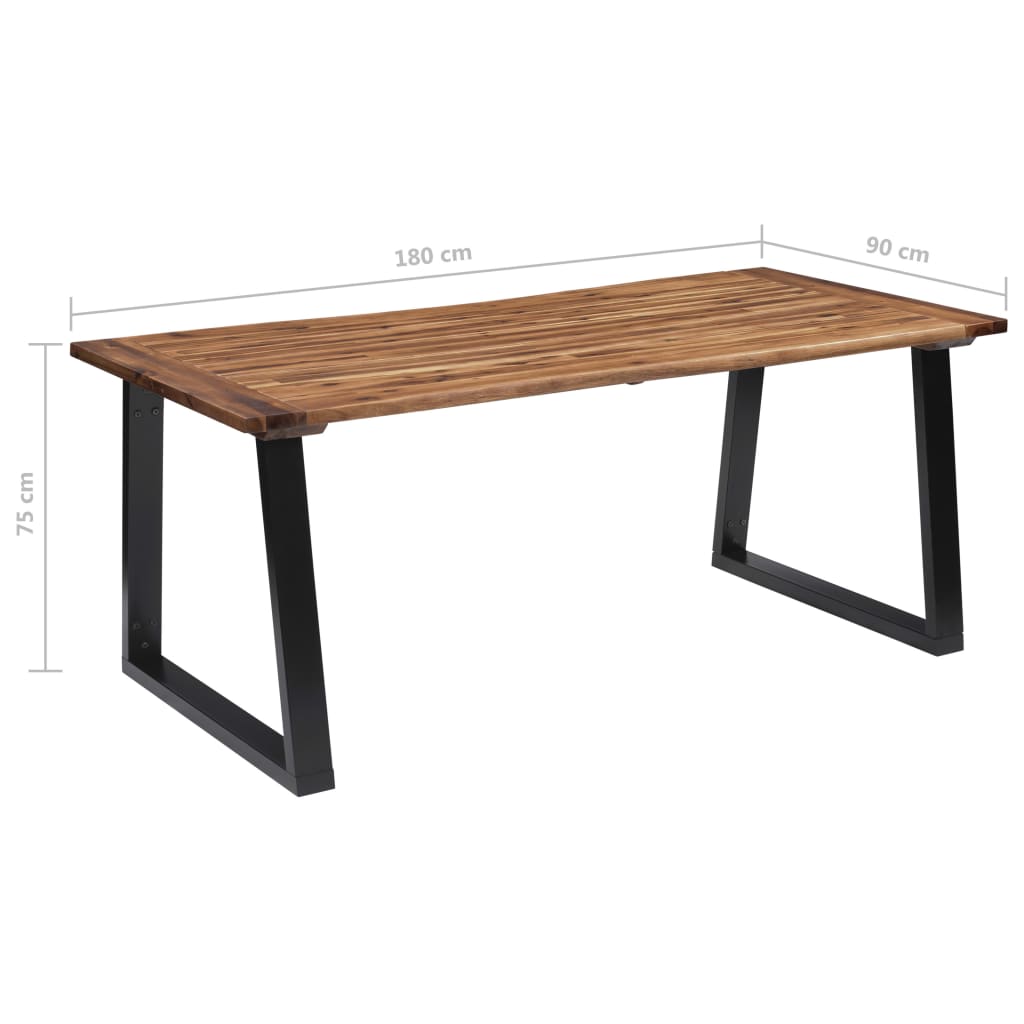 Mesa de jantar em madeira de acácia maciça 180x90 cm