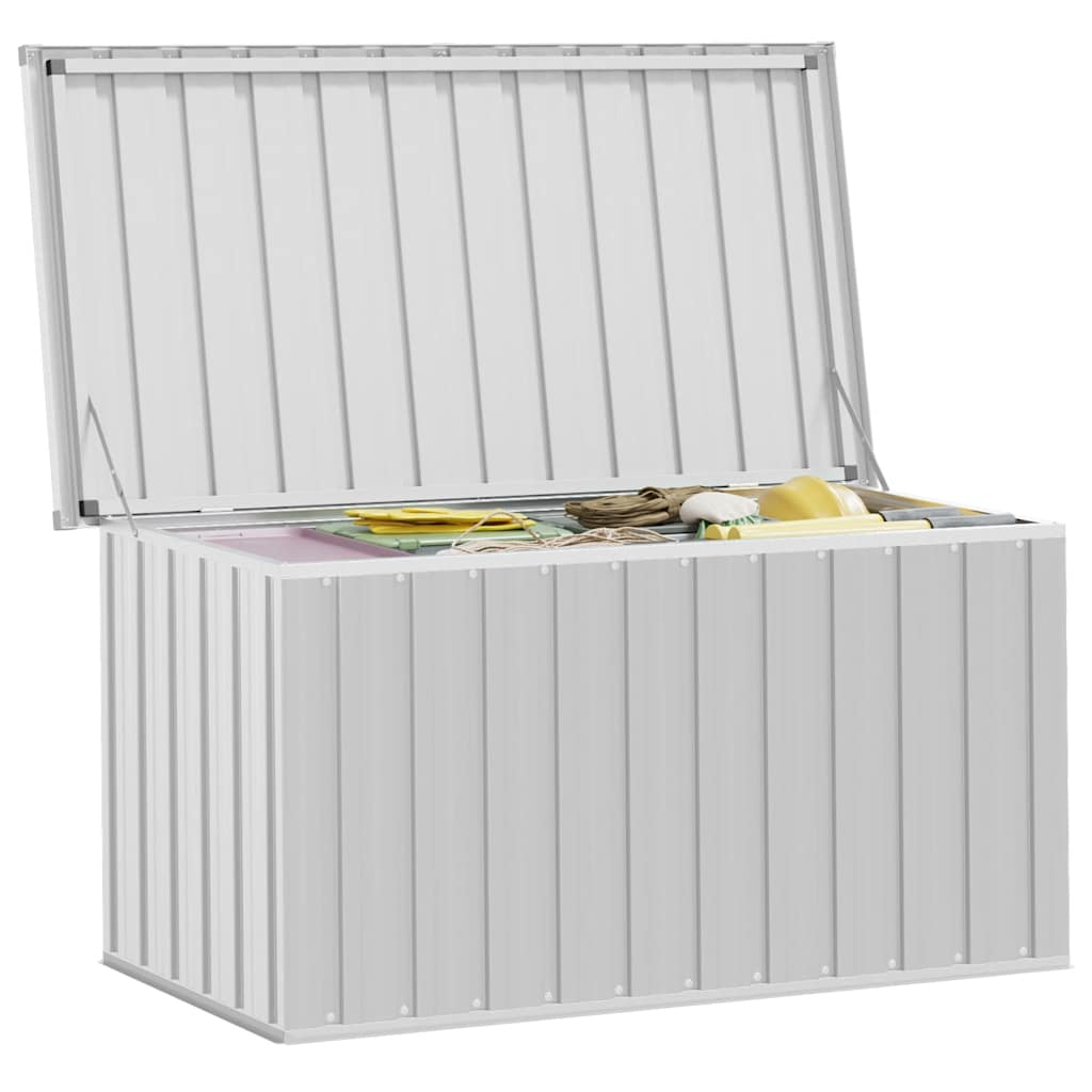 Caixa de arrumação para jardim 129x67x65 cm cinzento