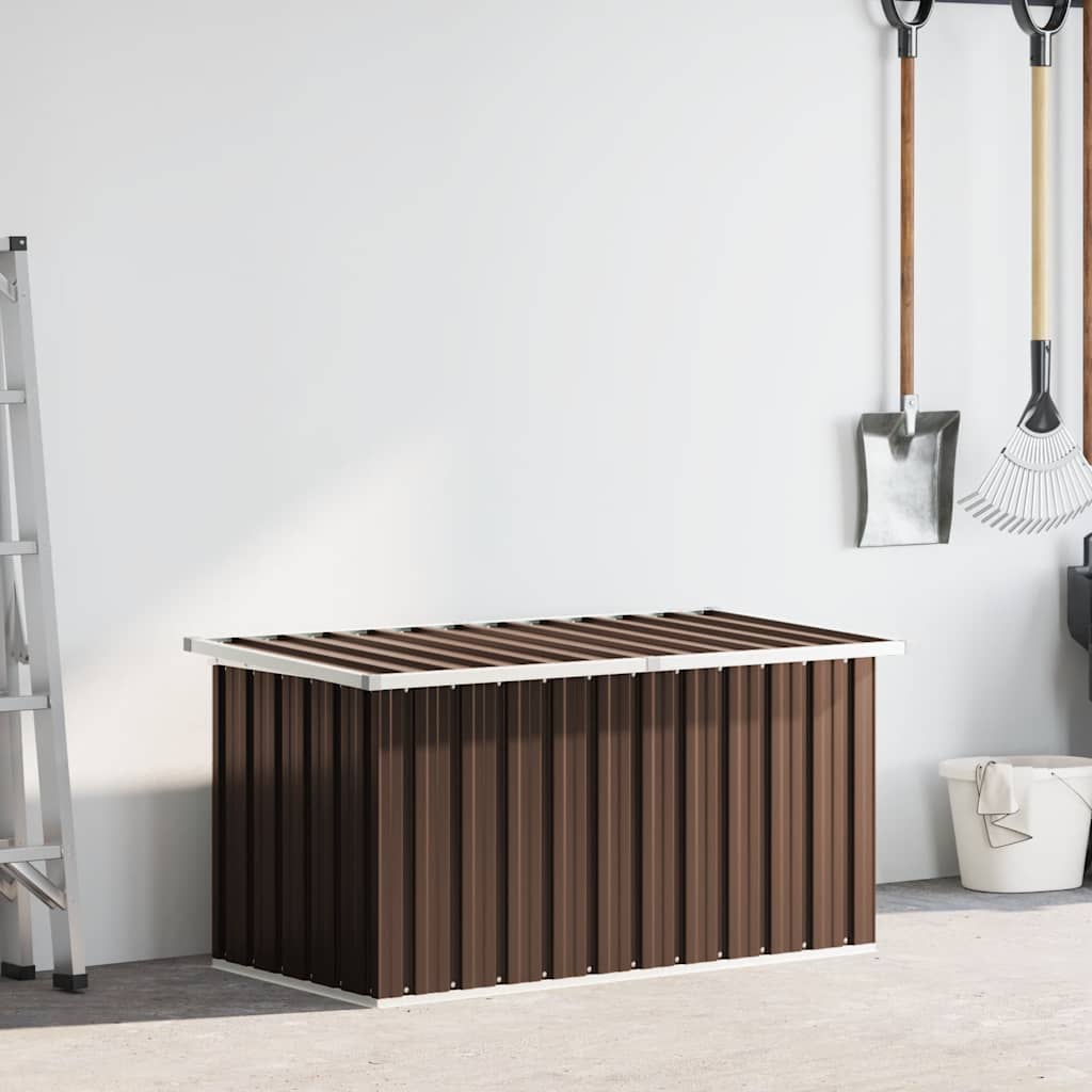 Caixa de armazenamento para jardim marrom 129x67x65 cm
