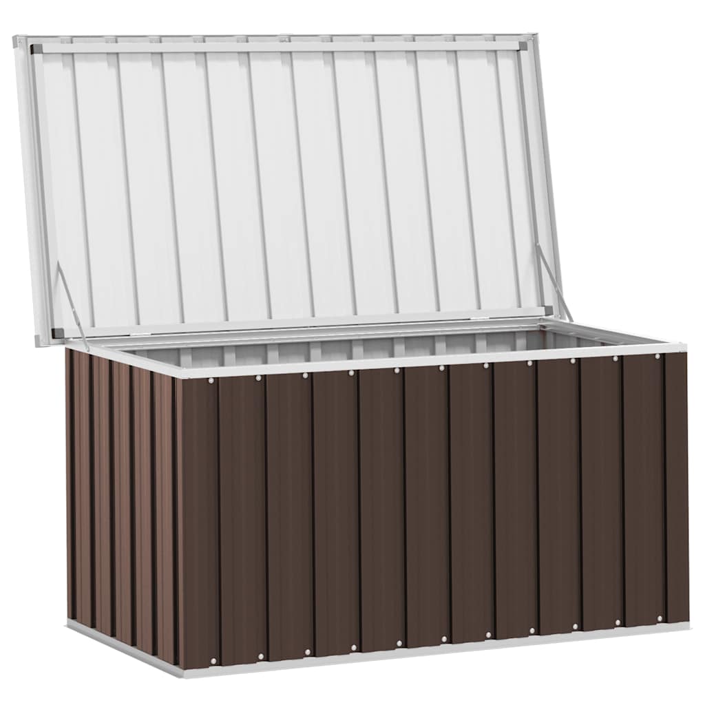 Caixa de armazenamento para jardim marrom 129x67x65 cm