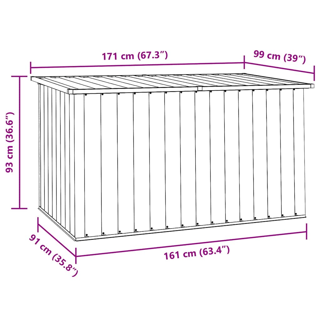 Caixa de arrumação para jardim 171x99x93 cm cinzento