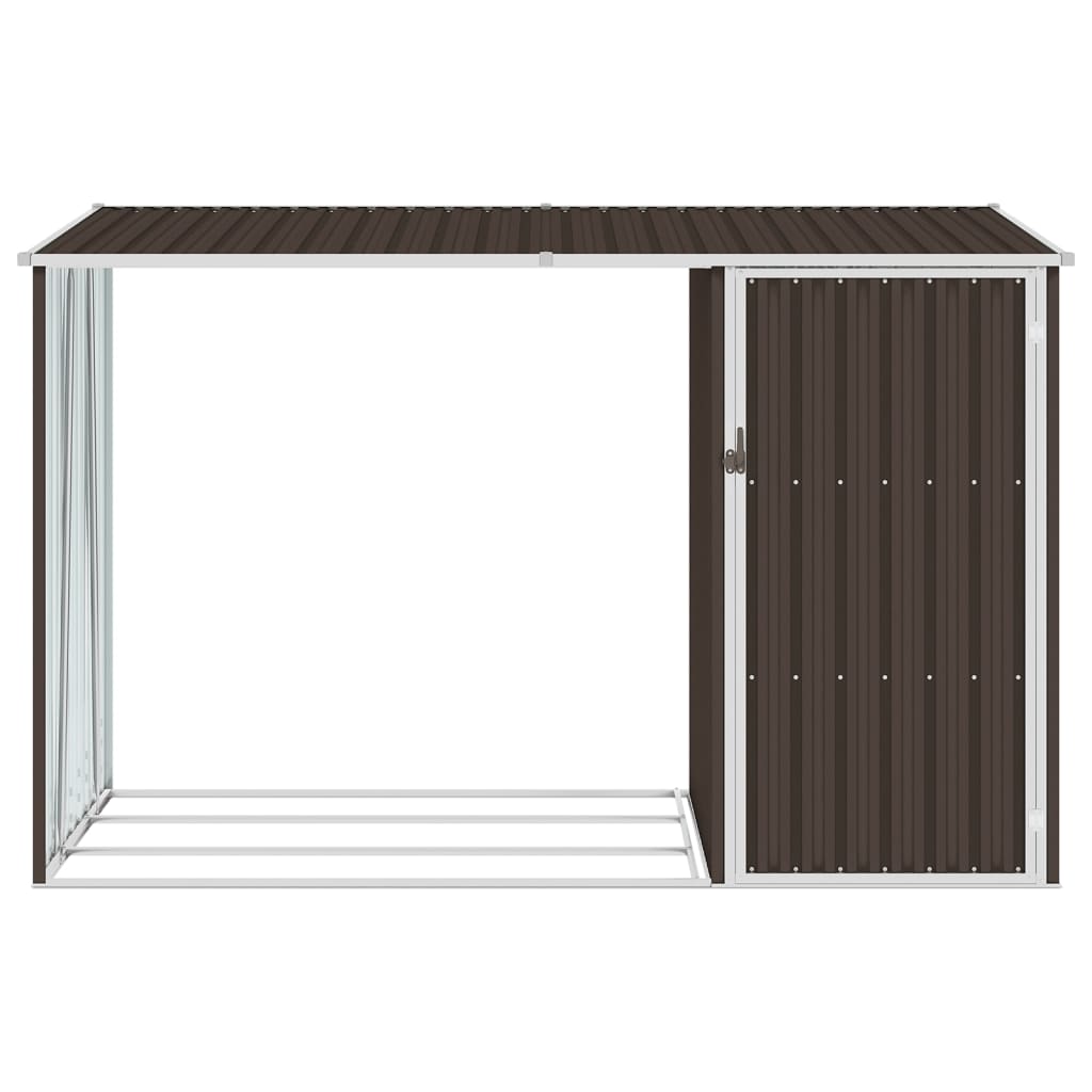 Abrigo de lenha p/ jardim 245x98x159cm aço galvanizado castanho