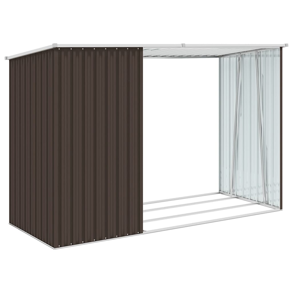 Abrigo de lenha p/ jardim 245x98x159cm aço galvanizado castanho