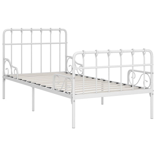 Estrutura de cama com estrado de ripas 90x200 cm metal branco