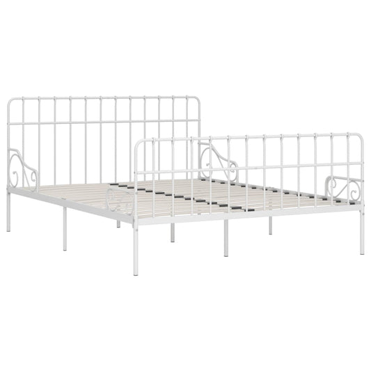 Estrutura de cama com estrado de ripas 200x200 cm metal branco
