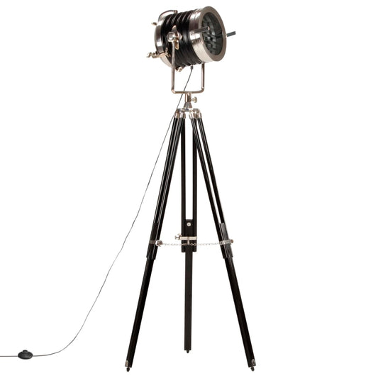 Candeeiro de chão tripé 171 cm madeira mangueira maciça preto