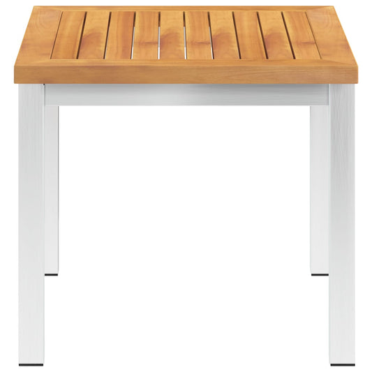 Mesa de apoio jardim 45x45x38 cm acácia maciça/aço inoxidável