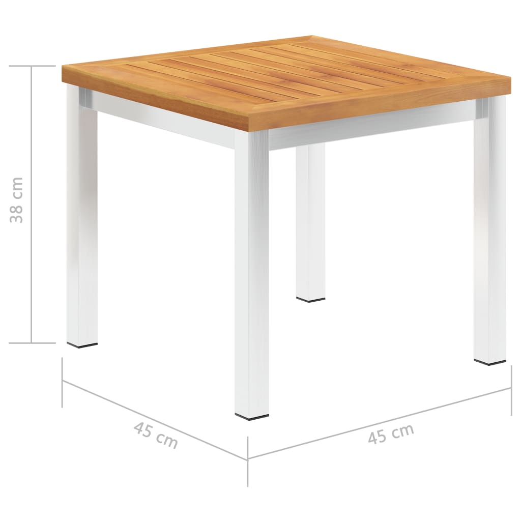 Mesa de apoio jardim 45x45x38 cm acácia maciça/aço inoxidável
