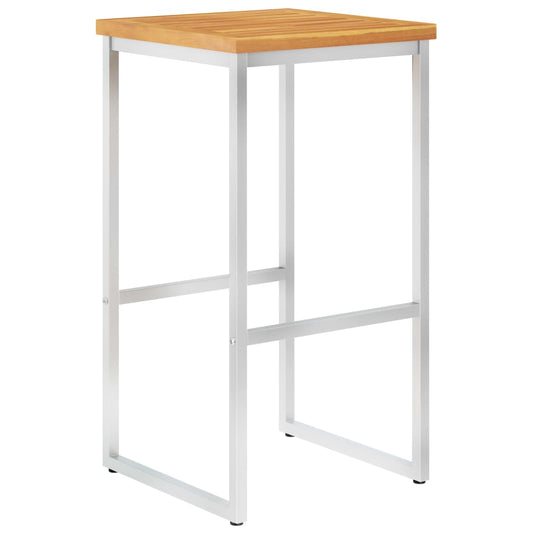 Cadeiras de bar 4 pcs madeira acácia maciça e aço inoxidável