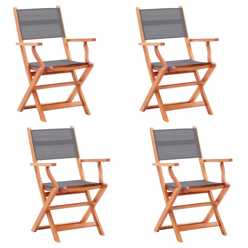 Cadeiras jardim dobráveis 4pcs eucalipto maciço/textilene cinza