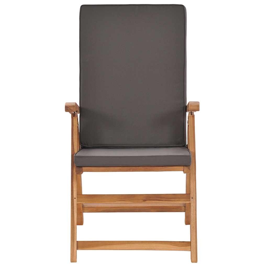 Cadeiras jardim reclináveis + almofadões 2pcs teca maciça cinza