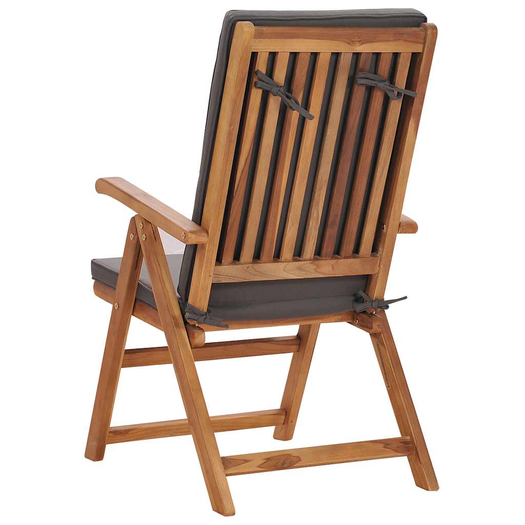 Cadeiras jardim reclináveis + almofadões 2pcs teca maciça cinza