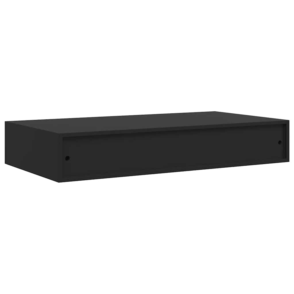 Prateleira de parede suspensa com gaveta 48x25x8 cm preto
