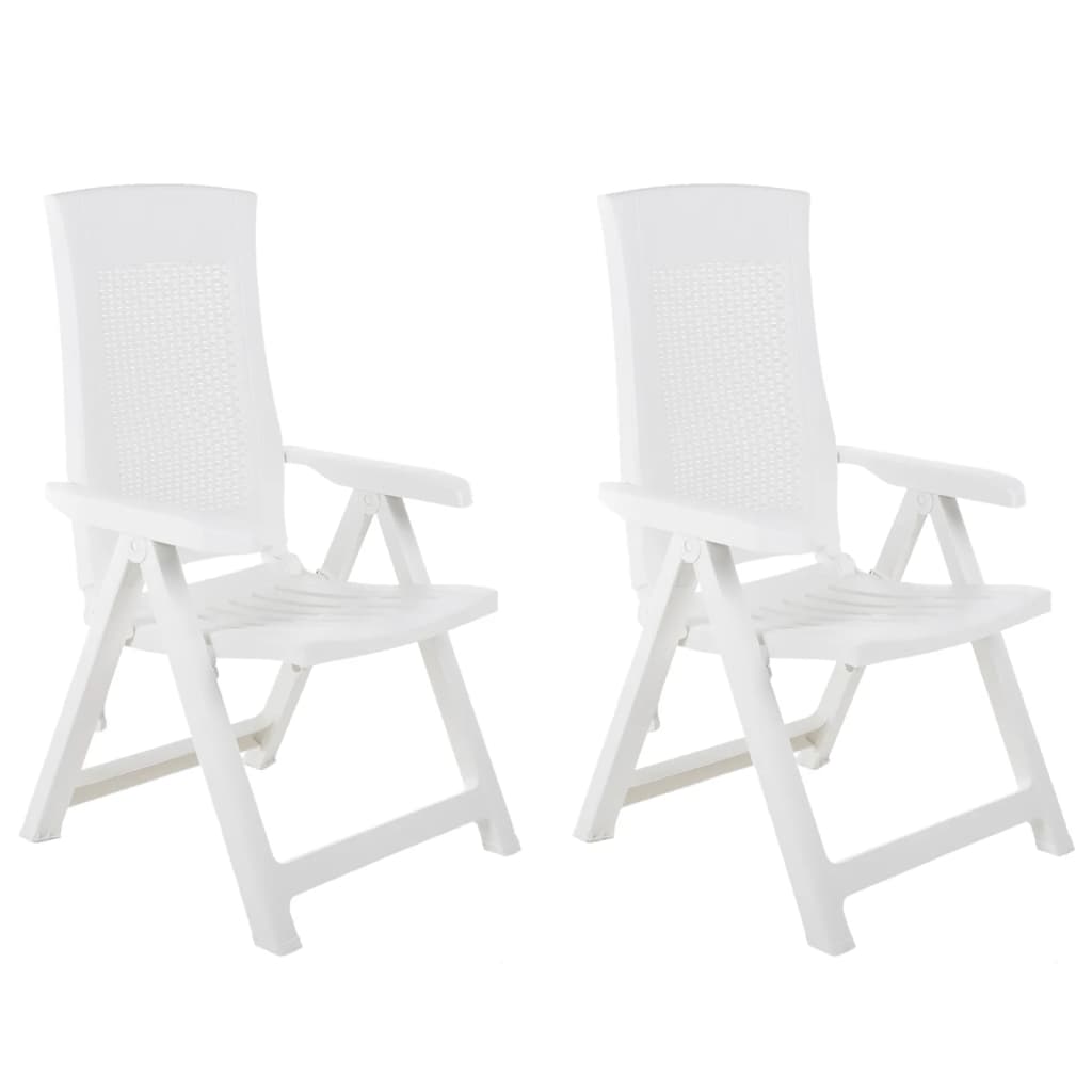 Cadeiras de jardim reclináveis 2 pcs plástico branco