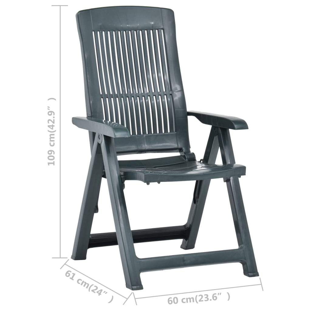 Cadeiras de jardim reclináveis 2 pcs plástico verde