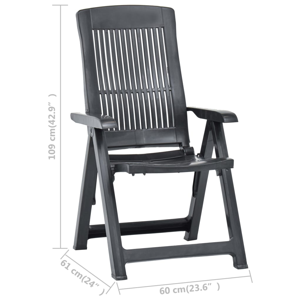 Cadeiras de jardim reclináveis 2 pcs plástico antracite