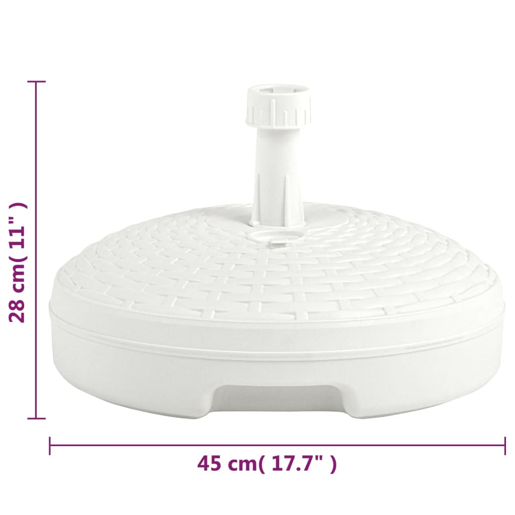 Base de guarda-sol c/ areia/água 20 L plástico vime branco