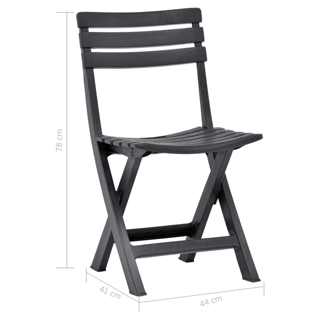 Cadeiras de jardim dobráveis 2 pcs plástico antracite
