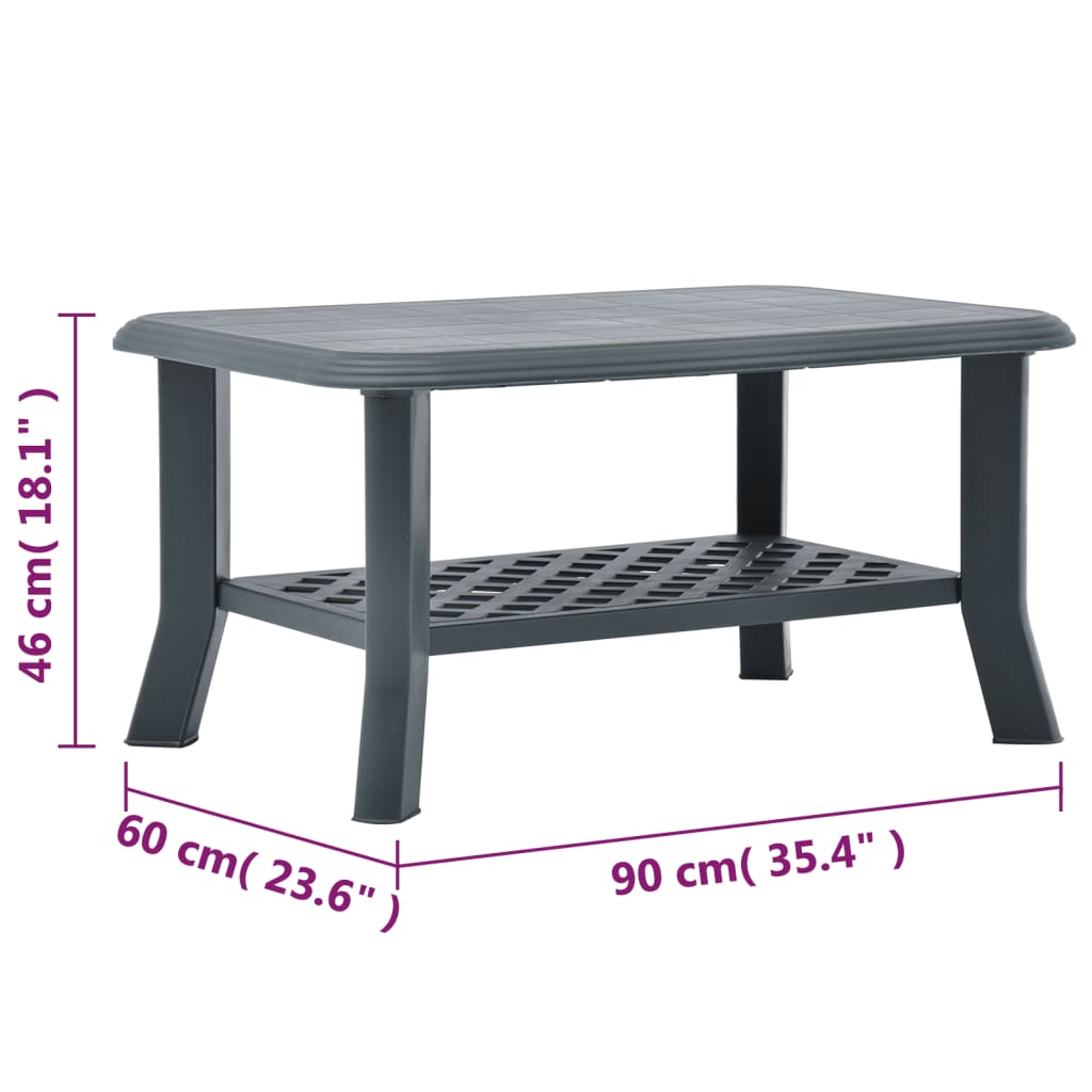 Mesa de centro 90x60x46 cm plástico verde