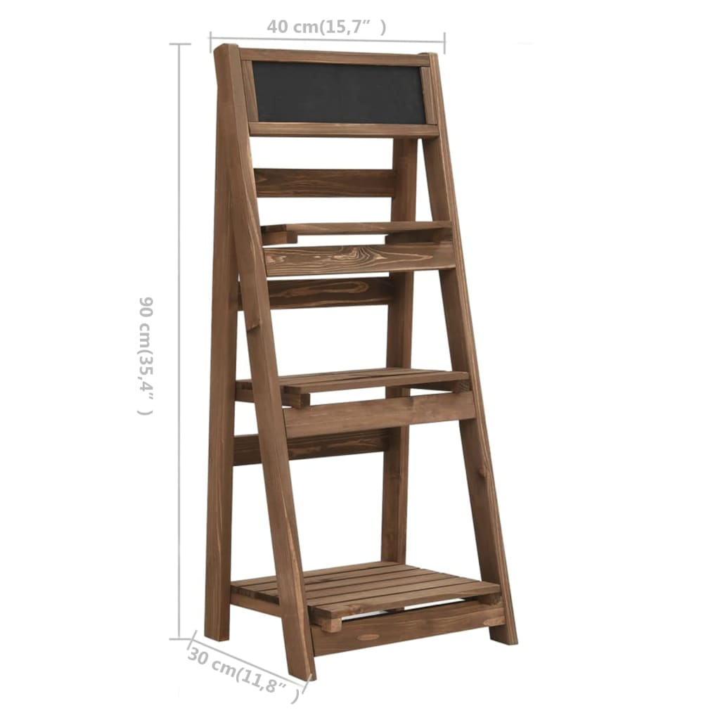 Suporte plantas c/ quadro-negro 3 prateleiras 40x30x90 cm abeto