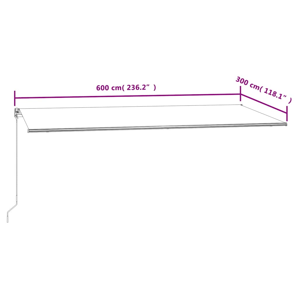 Toldo retrátil automático 600x300 cm laranja e castanho