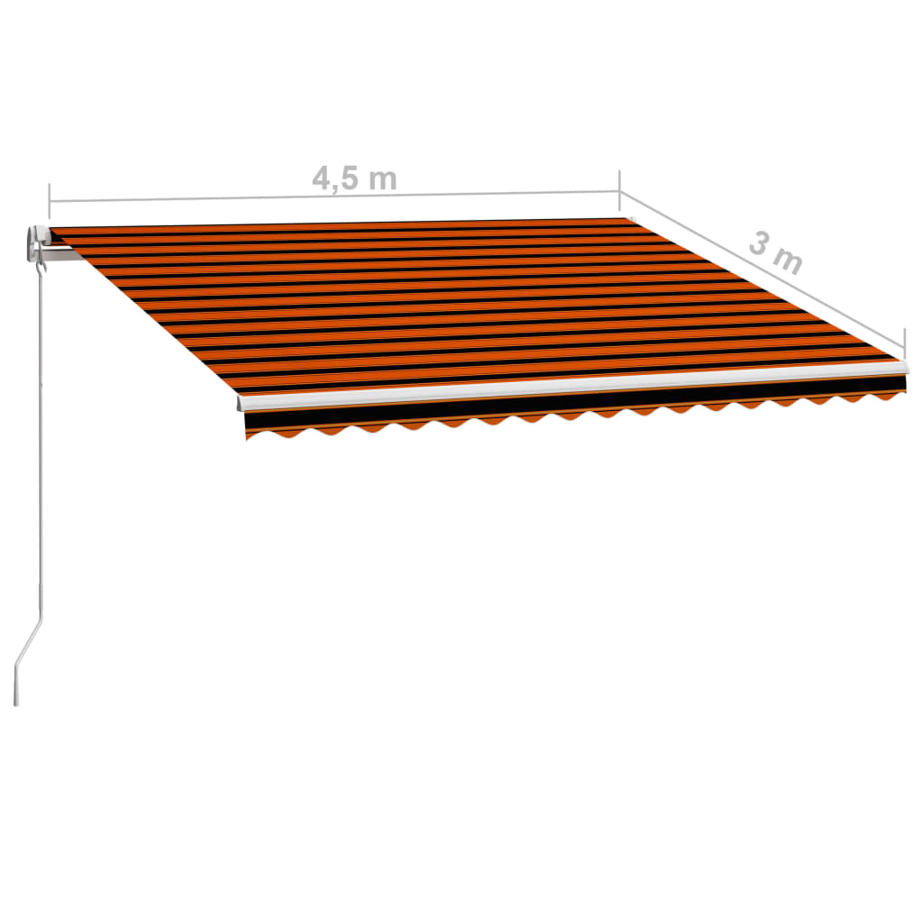 Toldo retrátil manual 450x300 cm laranja e castanho