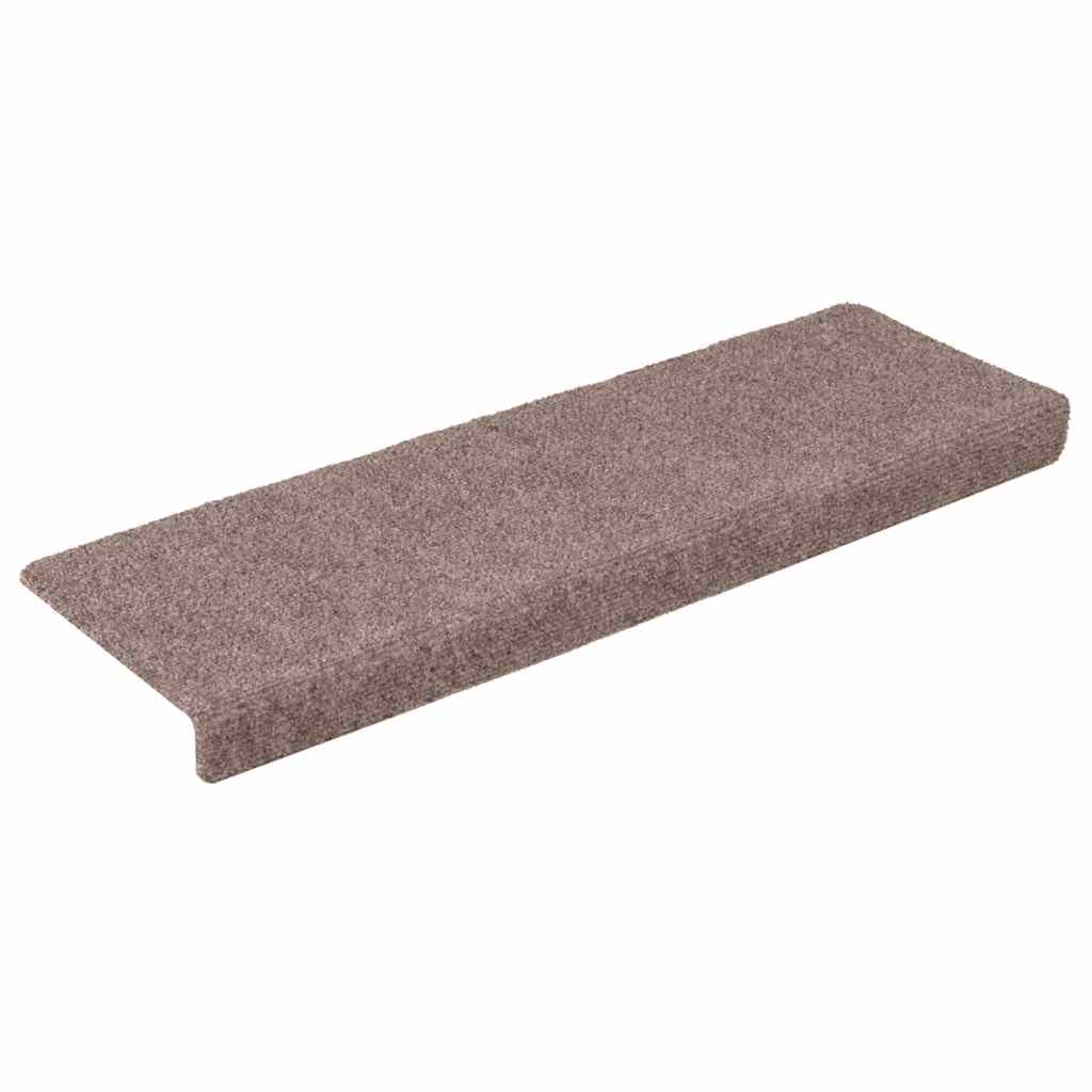 Tapetes de escada autoadesivos 15 peças 65x21x4 cm creme com borda retangular