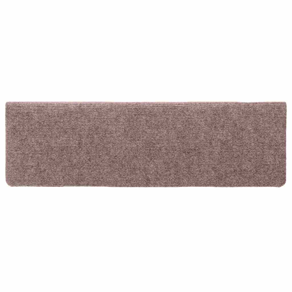 Tapetes de escada autoadesivos 15 peças 65x21x4 cm creme com borda retangular