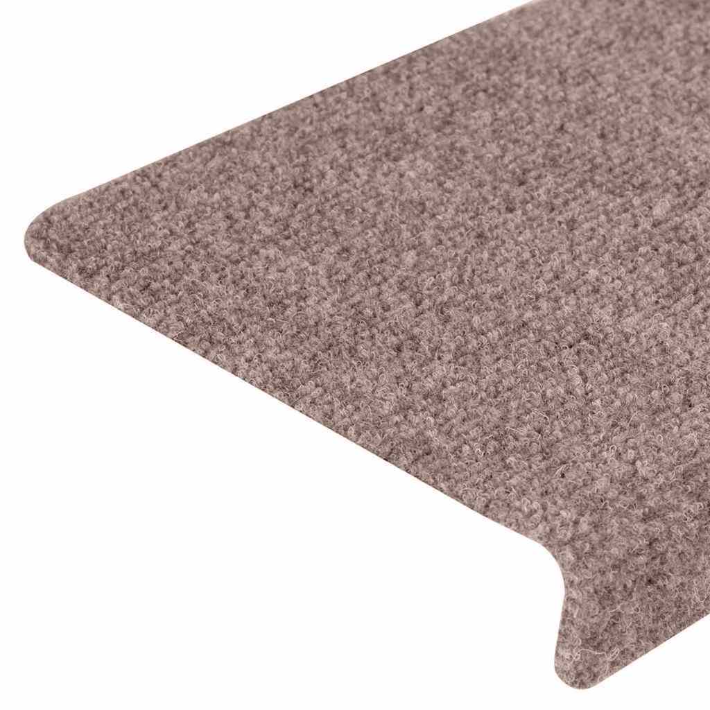Tapetes de escada autoadesivos 15 peças 65x21x4 cm creme com borda retangular