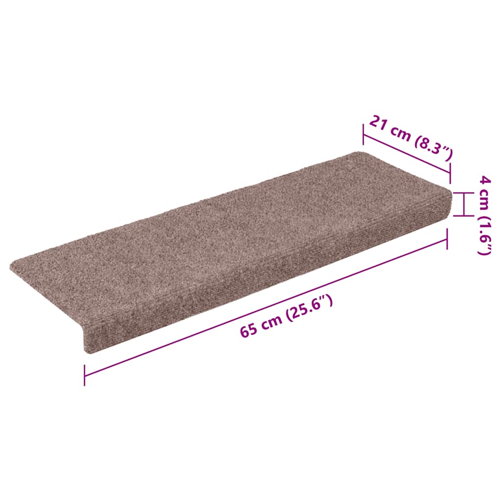 Tapetes de escada autoadesivos 15 peças 65x21x4 cm creme com borda retangular