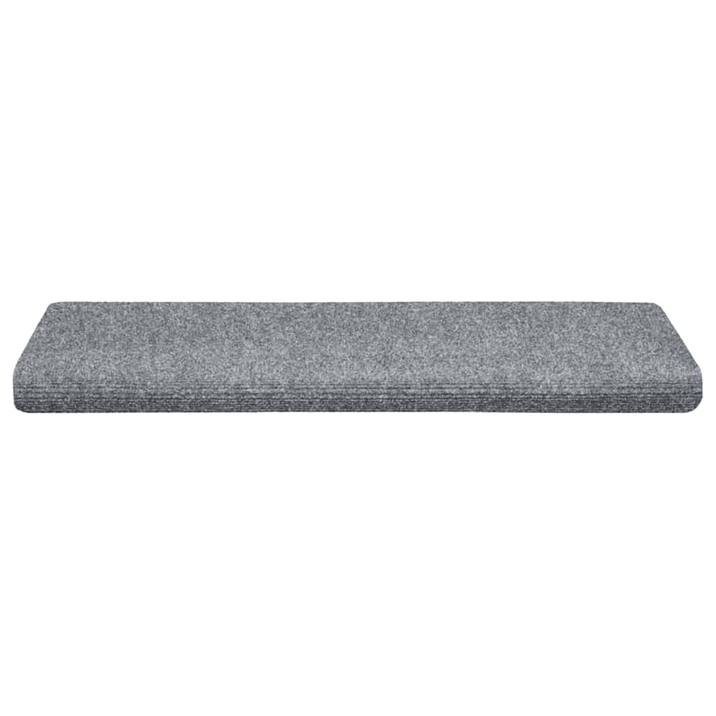 Tapetes de escada autoadesivos 15 peças 65x21x4 cm cinza claro com borda retangular