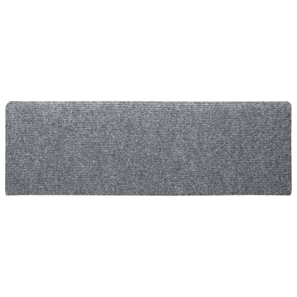 Tapetes de escada autoadesivos 15 peças 65x21x4 cm cinza claro com borda retangular