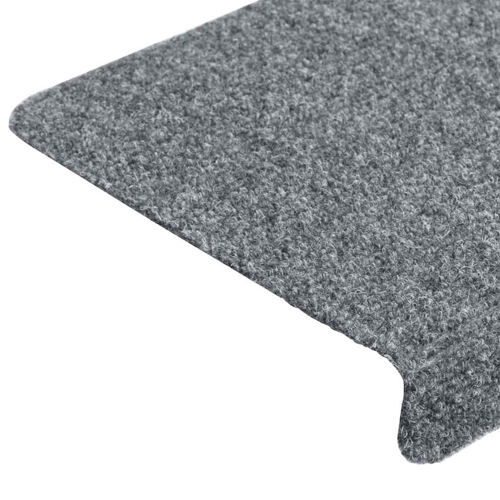 Tapetes de escada autoadesivos 15 peças 65x21x4 cm cinza claro com borda retangular