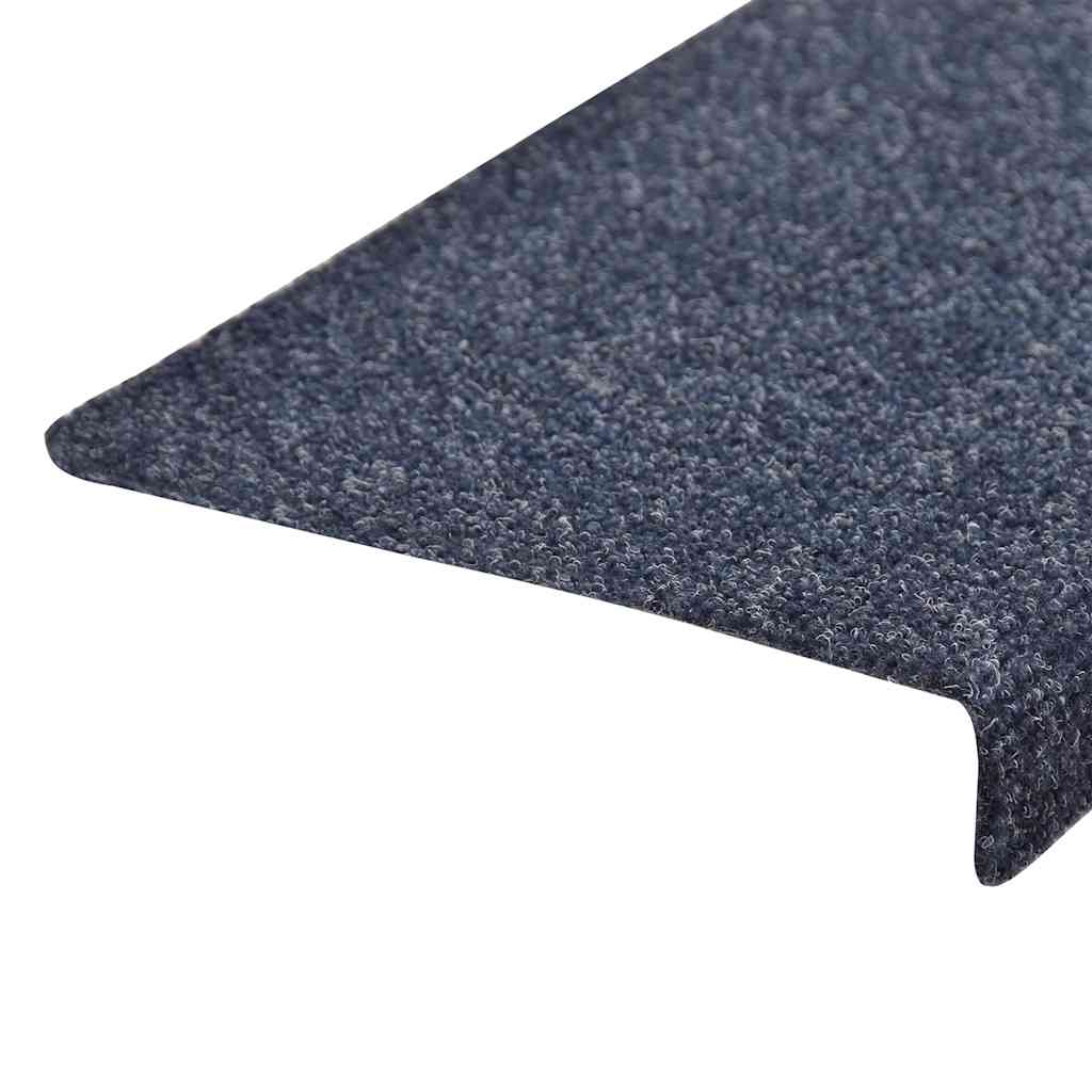 Tapetes de escada autoadesivos 15 peças 65x21x4 cm azul com borda retangular