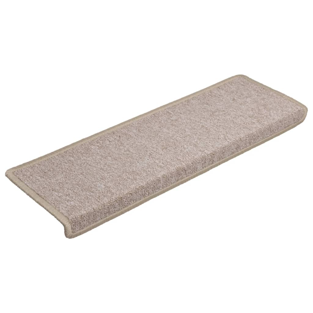 Tapetes de escada 15 peças 65x21x4 cm cinza-claro com borda retangular