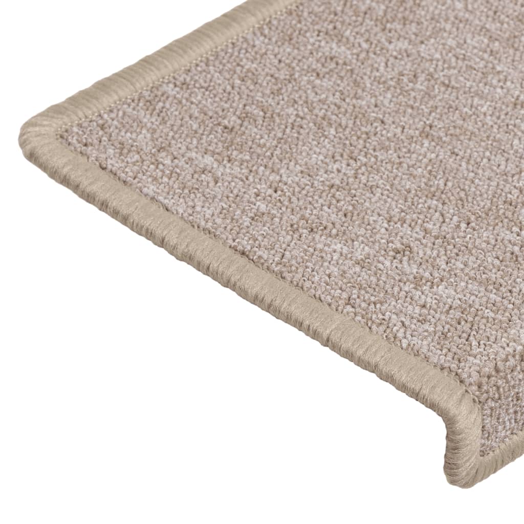 Tapetes de escada 15 peças 65x21x4 cm cinza-claro com borda retangular