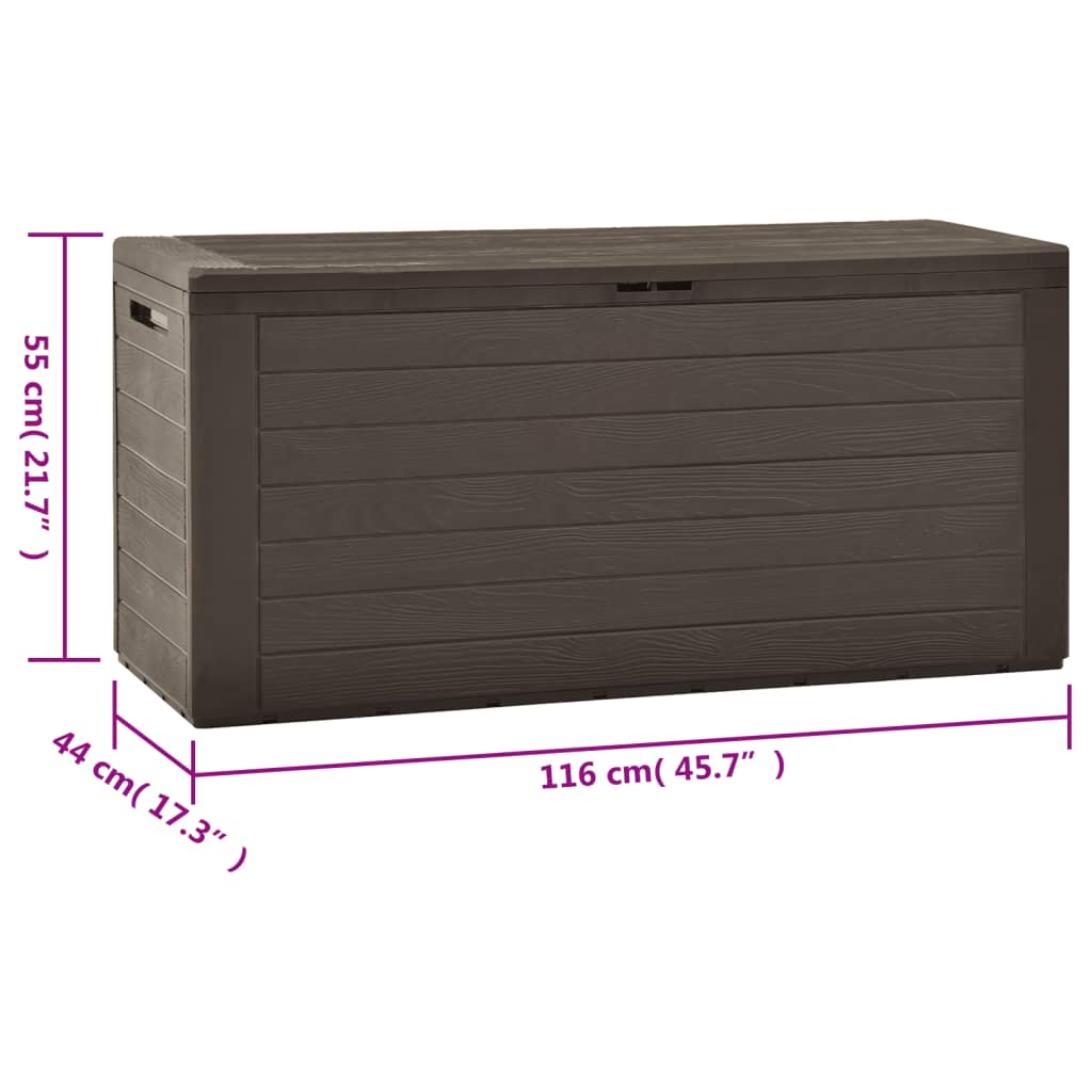 Caixa de arrumação para jardim 116x44x55 cm castanho