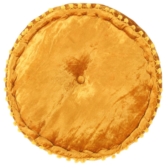 Pufe redondo 40x20 cm veludo mostarda