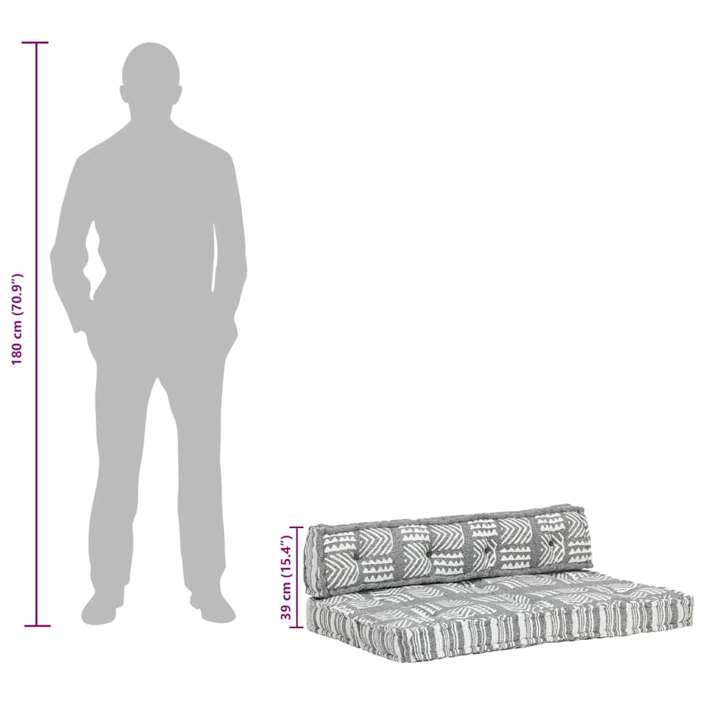 Almofadão para sofá de paletes tecido retalhos cinzento