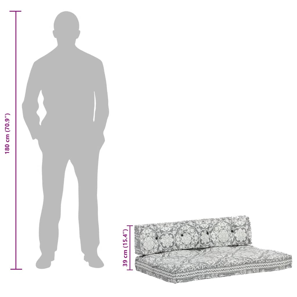 Almofadão para sofá de paletes tecido retalhos cinzento-claro