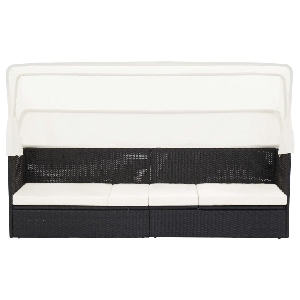Sofá de jardim com toldo vime preto