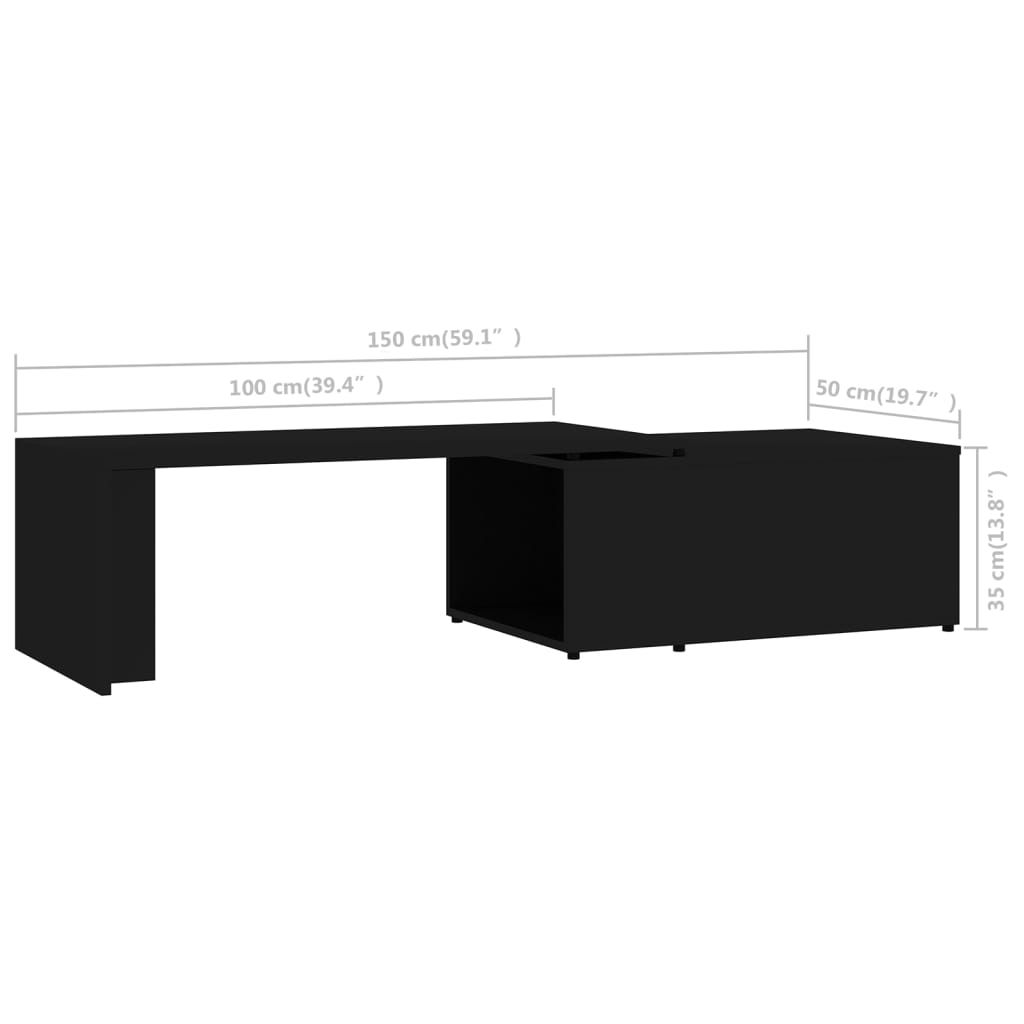 Mesa de centro 150x50x35 cm derivados de madeira preto
