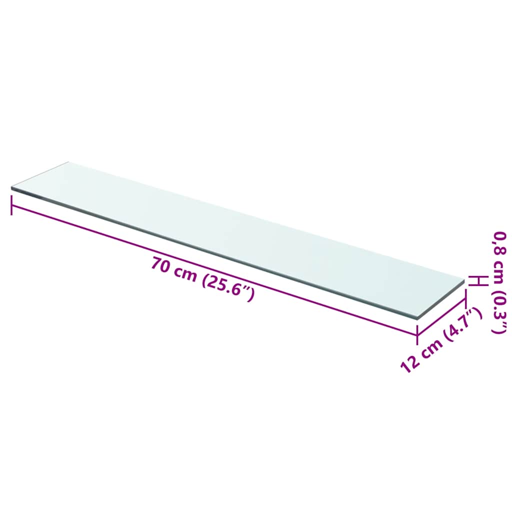 Prateleiras 2 pcs 70x12 cm vidro transparente