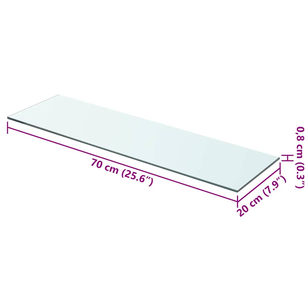 Prateleiras 2 pcs 70x20 cm vidro transparente