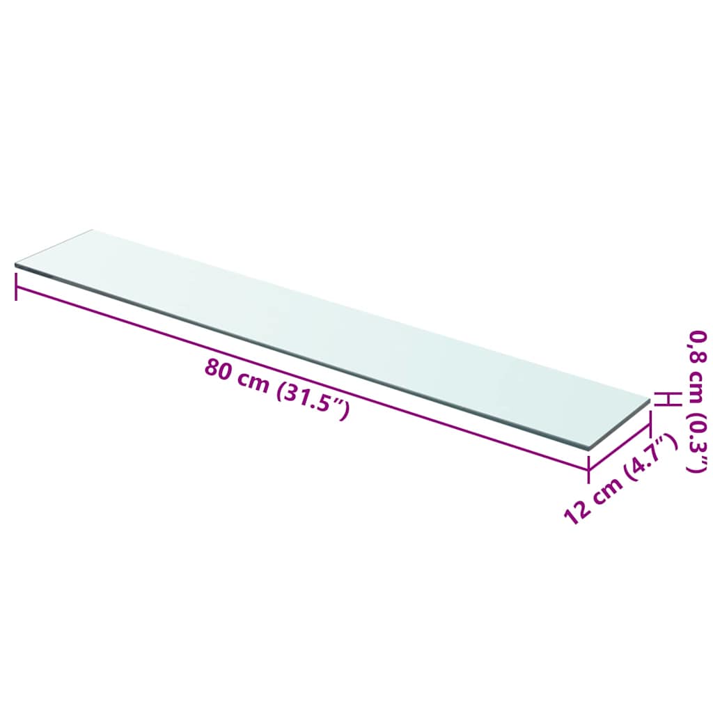 Prateleiras 2 pcs 80x12 cm vidro transparente