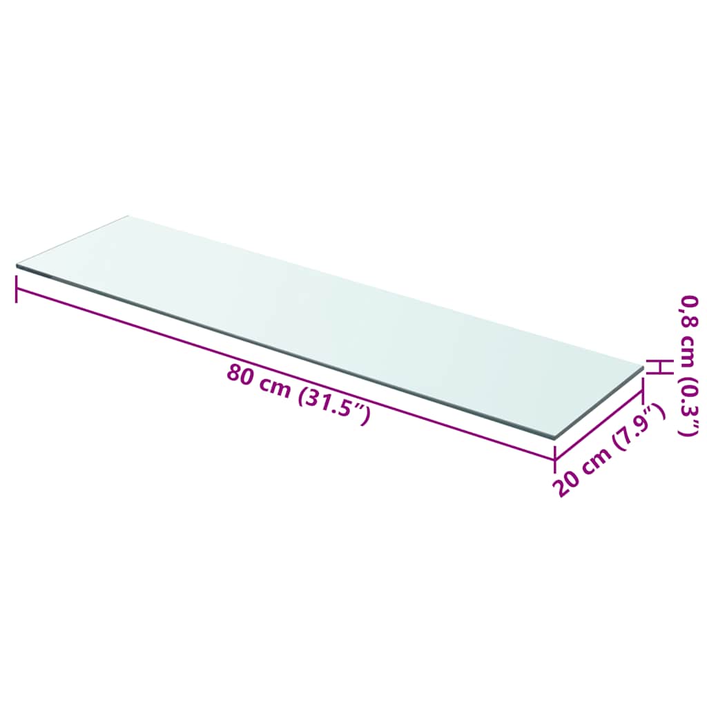 Prateleiras 2 pcs 80x20 cm vidro transparente
