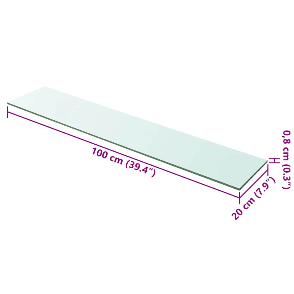 Prateleiras 2 pcs 100x20 cm vidro transparente
