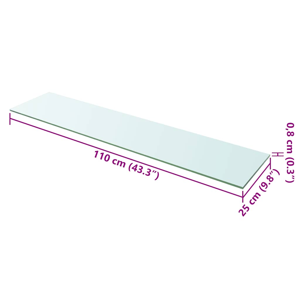 Prateleiras 2 pcs 110x25 cm vidro transparente