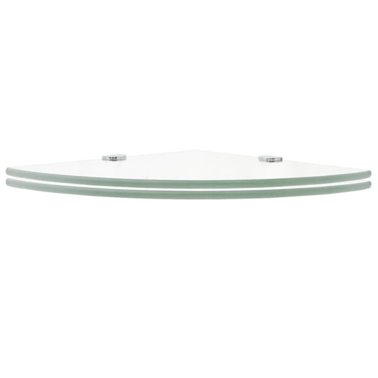 Prateleiras canto 2 pcs suportes cromados 25x25cm vidro transp.